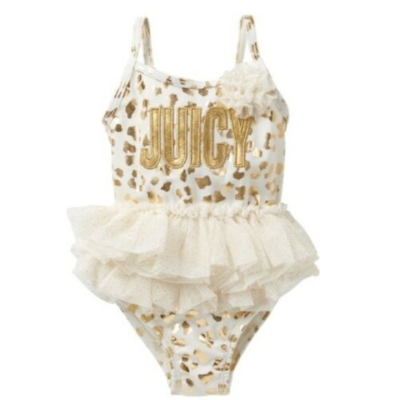 BABY GIRLS Juicy Couture Foil Animal Print Tutu Swimsuit - Picture 2 of 4